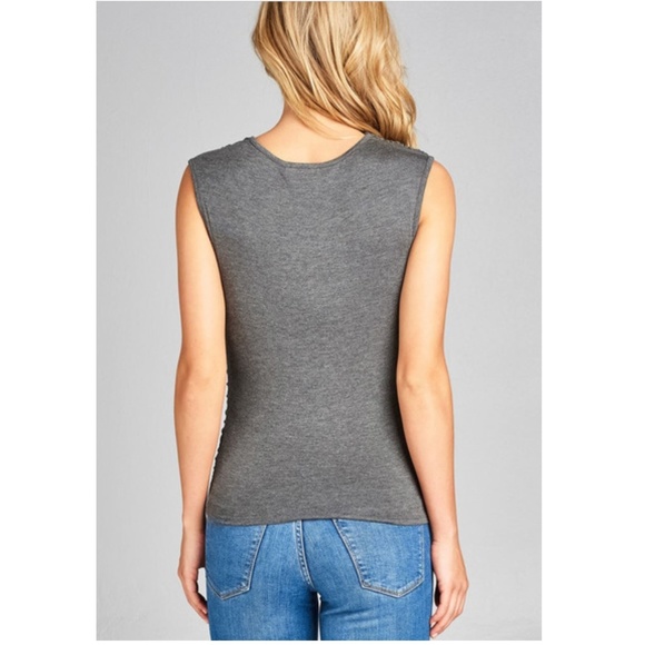 NWT Cowl Neck Sleeveless Ruched Front Top - Picture 2 of 3